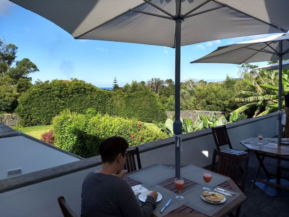 Breakfast, overlooking the garden ...