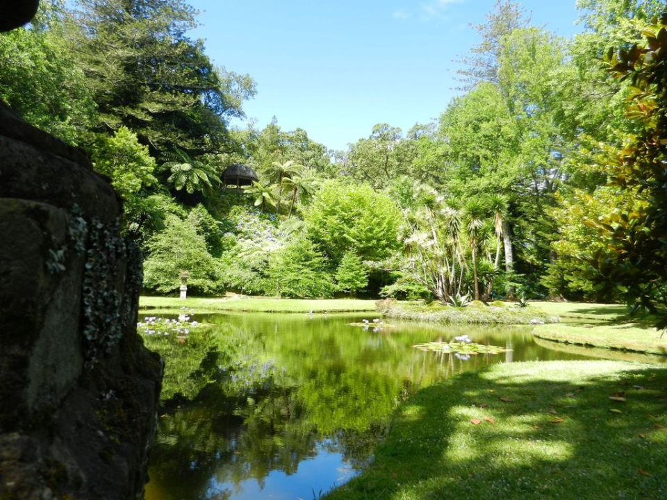 ... romantic lake with a little pavillion overlooking it