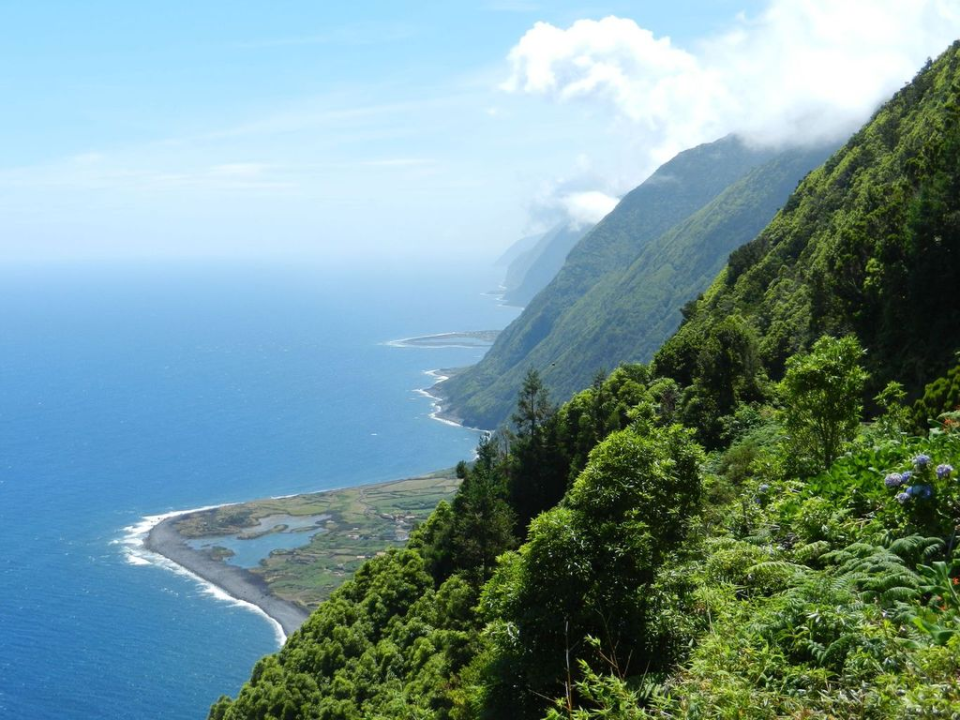 Amazing viewpoint overlooking the north coast with the Fajã dos Cubres just below and the Fajã de Santo Cristo in the distance